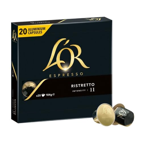 L'OR Ristretto (104g), 20 Stk. Lor Kaffee-Kapseln, Nespresso-kompatibel, kräftig-würziges Aroma, nachhaltig angebaut von L'OR