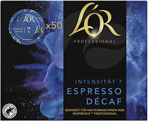 L'OR Suprême Espresso Decaf 7, Kaffeekapseln Nespresso®* Pro kompatibel, entkoffeiniert (50 Kaffeepads), Intensität 7/10 von L'OR
