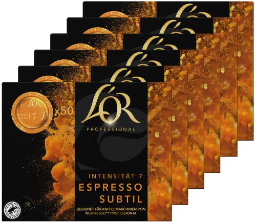 L'OR Suprême Espresso Subtil 7, Kaffeekapseln Nespresso®* Pro kompatibel, Großpackung (6x50 Kaffeepads), Intensität 7/10 von L'OR