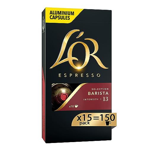 L'Or Espresso Barista Kaffeekapseln - 150 Aluminiumkapseln - Intensität 13 - Kompatibel mit Original Nespresso®* Maschinen - 15 Packungen mit je 10 Kapseln von L'OR