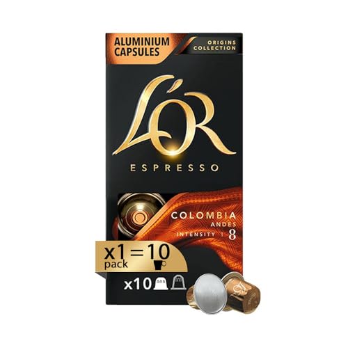 L'Or Espresso Café Columbia Intensity 8-10 Kapseln aus Aluminium, kompatibel mit Nespresso-Maschinen von L'OR
