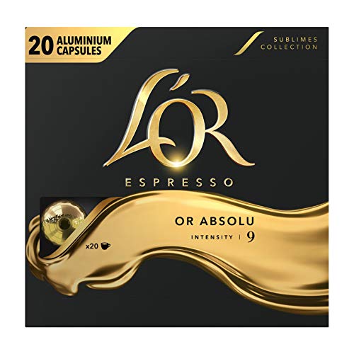 L'Or Espresso Café Or Absolu – Intensität 9 – 20 Kapseln aus Aluminium kompatibel mit Nespresso-Maschinen von L'OR