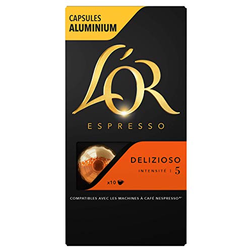 L'Or Espresso Kaffee Delizioso – Intensität 5 – 50 Kapseln aus Aluminium, kompatibel mit Nespresso®-Maschinen * (10 Kapseln) von L'OR