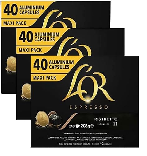 L'OR Espresso Coffee Ristretto Intensity 11 - Nespresso®* Kompatible Aluminium Kaffeekapseln - 3 Packungen à 40 Kapseln (120 Getränke) von L'Or Espresso