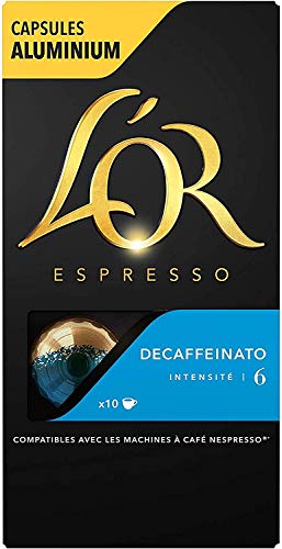 L'OR Espresso Kaffee Decaffeinato Intensität 6 - Nespresso®* kompatible Kaffeekapseln aus Aluminium - 10 Packungen mit 10 Kapseln (100 Getränke) von L'Or Espresso
