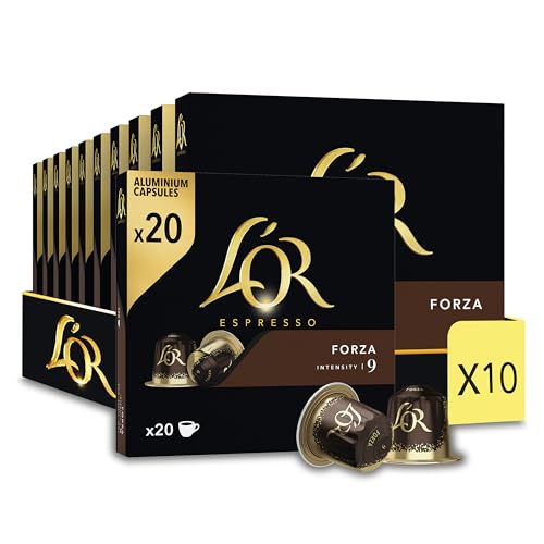 L'Or Espresso Café – 200 Kapseln Forza Intensität 9 – kompatibel mit Nespresso® * (10 x 20 Stück) von L'Or Espresso