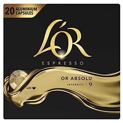L'Or Espresso Kaffee – 200 Kapseln Gold Absolu Intensität 9 – kompatibel mit Nespresso®* (10 x 20 Stück) von L'Or Espresso