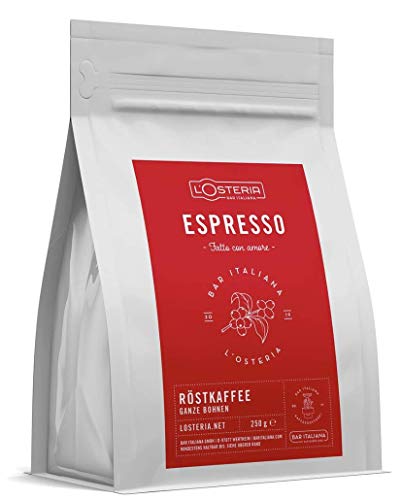 ORIGINAL L'Osteria- Espresso Bohnen, Barista Espresso aus unserem Restaurant, Ganze Kaffeebohnen, Bohnenkaffee in unterschiedlichen Größen (250) - Losteria Kaffee ORIGINAL L'Osteria- Espresso Bohnen, Barista Espresso aus unserem Restaurant, Ganze Kaffeebohnen, Bohnenkaffee in unterschiedlichen Größen (250) - Losteria Kaffee von L'Osteria