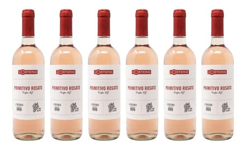 L'Osteria Primitivo Rosato Puglia IGT (6 Fl. a 0,75L.) - Frischer und fruchtiger Roséwein. Alkoholgehalt 12%. Jahrgang 2021. Grundpreis (9,31 € / l) von L'Osteria