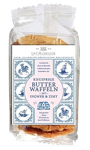 L.W.C. Michelsen - Butter-Waffeln mit Ingwer & Zimt (150g) | hauchdünn & kross | Butter-Gebäck - nach traditioneller Rezeptur von L.W.C. Michelsen