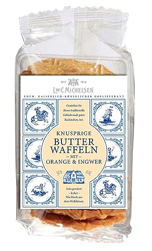 L.W.C. Michelsen - Butter-Waffeln mit Orange und Ingwer (150g) | hauchdünn & kross | Butter-Gebäck - nach traditioneller Rezeptur von L.W.C. Michelsen