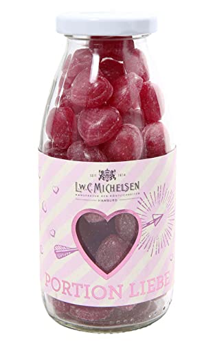 L.W.C. Michelsen - Portion Liebe - Zuckerfreie Herz-Bonbons (200 g) | aromatische Fruchtbonbons mit Kirschgeschmack | Süßigkeit in Herzform | Geschenkidee zum Valentinstag von L.W.C. Michelsen