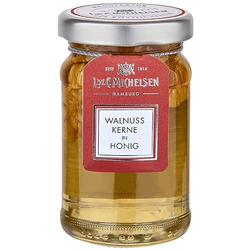 L.W.C. Michelsen - Walnüsse in Honig (125g) | cremig & aromatisch | natürlich, ohne Zusätze | hochwertiger Honig mit Nuss-Aroma | ganze Walnüsse eingelegt in Honig von L.W.C. Michelsen