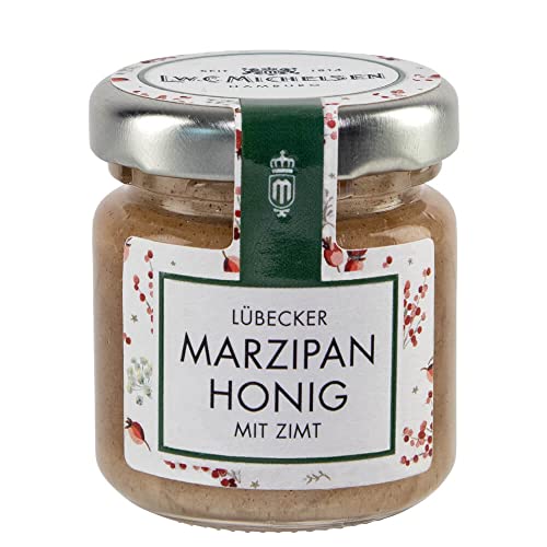 L.W.C. Michelsen - Weihnachts-Honig mit Marzipan & Zimt (50g) | cremig & aromatisch | natürlich, ohne Zusätze | hochwertiger Honig mit Zimt und echtem Lübecker Marzipan von L.W.C. Michelsen