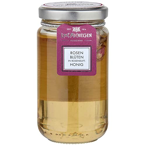 L.W.C. Michelsen - Rosenblüten-Knospen in Honig (250g) | blumig & aromatisch | hochwertiger Honig mit essbaren Rosenknospen für das Topping von Desserts | für besondere Momente von L.W.C. Michelsen