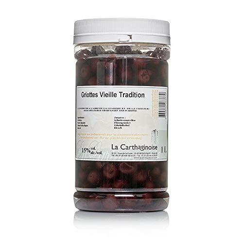 Griottes - Sauerkirschen, in Kirschbranntwein, ohne Kern ohne Stiel, 15% vol., 1 l Griottes - Sauerkirschen, in Kirschbranntwein, ohne Kern ohne Stiel, 15% vol., 1 l von LA CARTHAGINOISE SAS