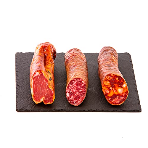 La Finojosa - Auswahl Iberico Wurstwaren im Pack - 3 Einheiten mit Halben Stücken - Gesamtgewicht 1,5 kg - Lomo + Salchichón + Chorizo (alle aus Eichelmast - Schweine in Freilandhaltung von La Finojosa