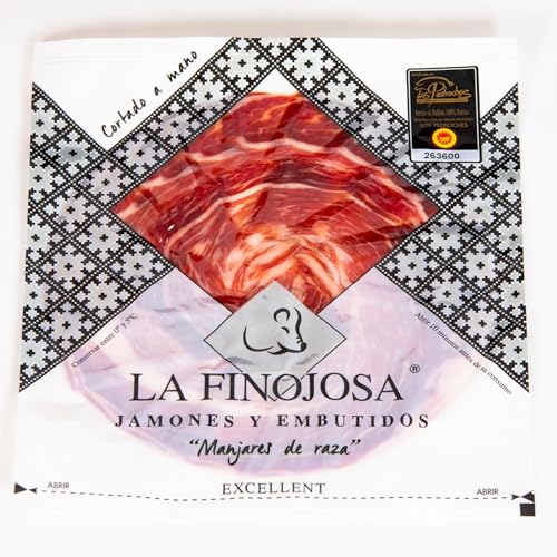 La Finojosa - Schinken aus Eichelmast 100% Iberico - 200g (100g x 2) - Pata Negra Schinken Messerschnitt - Mindestens 36 Monate Reifezeit - Intensives Aroma - Dehesa de Los Pedroches von La Finojosa