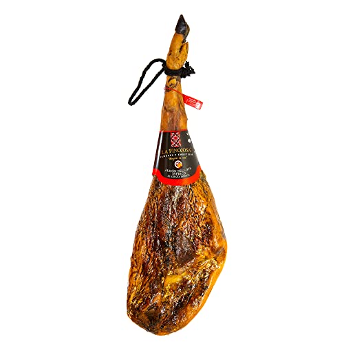 La Finojosa - Schinken aus Eichelmast 50% Iberische Rasse - Ganzes Stück - 8 bis 8,5 kg - Mindestens 36 Monate Reifezeit - Schinkenkeule - Angenehmes und Intensives Aroma - Dehesa de Los Pedroche von LA FINOJOSA "MANJARES DE PURA RAZA"