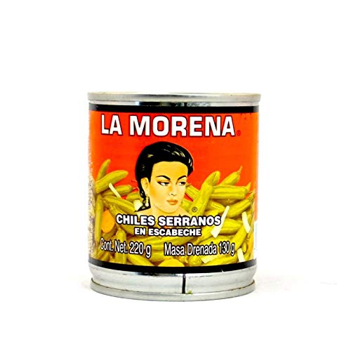 Chiles Serranos Enteros LA MORENA -- Eingelegte Serrano-Chili, Dose 210g - Abtropfgewicht 126g Chiles Serranos Enteros LA MORENA -- Eingelegte Serrano-Chili, Dose 210g - Abtropfgewicht 126g von LA MORENA