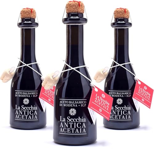 La Secchia - Balsamico-Essig aus Modena IGP "Ein Stern". Gereift in Eiche - 250 ml Flasche mit Korken-Dosierer - Verpackung mit 3 Flaschen. La Secchia - Balsamico-Essig aus Modena IGP "Ein Stern". Gereift in Eiche - 250 ml Flasche mit Korken-Dosierer - Verpackung mit 3 Flaschen. von LA SECCHIA