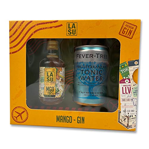LA SU Tastingbox - LA SU Premium Mango Gin (1x 0,05l, 43% vol.) & Fever Tree Mediterranean Tonic Water Dosen (1x a´0,15 l) von LA SU GIN
