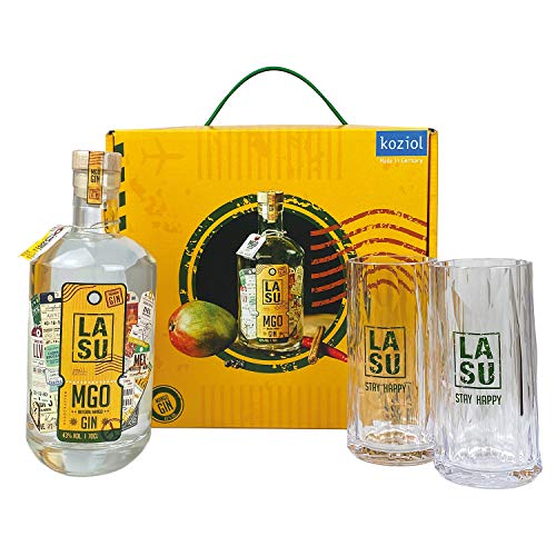 LA SU Premium Mango Gin + 2 koziol Gläser + Geschenkbox von LA SU GIN