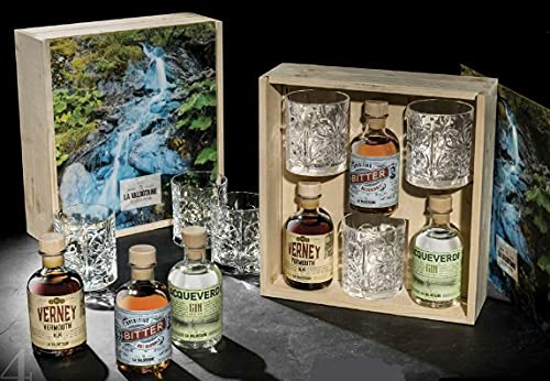 LA VALDOTAINE SET NEGRONI ALPINO 3 BOTTIGLIE DA 20 CL CON 3 BICCHIERI IN CONFEZIONE REGALO LEGNO von LA VALDOTAINE