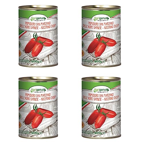 La Vela Genuss-Set 4 x 400 g Geschälte Tomaten Pomodori San Marzano D.O.P. Dell'Agro Sarnese - Nocerino (4 x 400/260 g Pack) von LA VELA