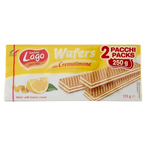 Lago 1968, Doppelpack Zitrone, 2 x 125 g, Waffeln mit einer samtigen Zitronencreme 70% mit 3 schäumbaren Wafer-Schichten von LAGO