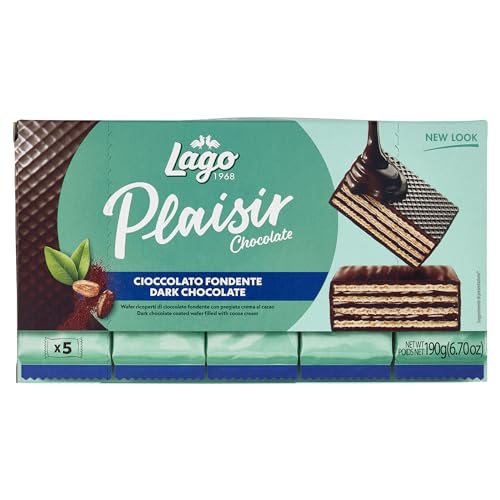 Lago 1968, Plaisir 5 x 38 g, Waffeln mit dunkler Schokolade und gefüllt mit Kakaocreme 57% Lago 1968, Plaisir 5 x 38 g, Waffeln mit dunkler Schokolade und gefüllt mit Kakaocreme 57% von LAGO
