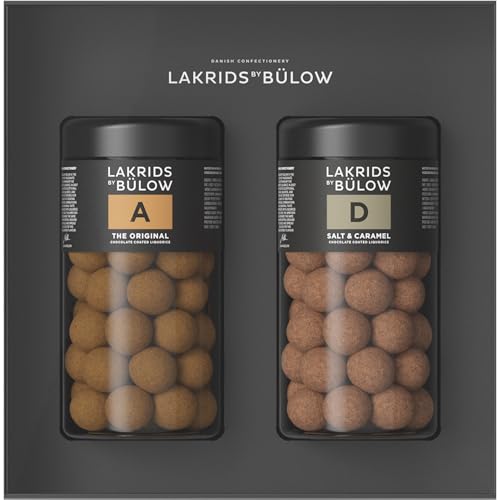 LAKRIDS BY BÜLOW - Geschenkbox - 2x295g - A (The Original) + D (Salt & Caramel) - Gourmet Lakritze umhüllt von Schokolade in hochwertiger Geschenkbox von LAKRIDS BY BÜLOW