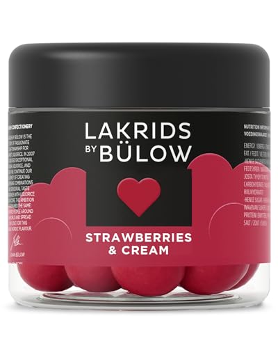 LAKRIDS BY BÜLOW - Strawberries & Cream - 125g - Dänische Gourmet Lakritz-Kugeln - Süßer Lakritzkern umhüllt von Weißer Schokolade, Erdbeer und Sahne von LAKRIDS BY BÜLOW