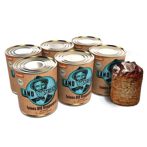 LANDSTREICHER Demeter Bio Dosenbrot, 10 Jahre haltbar (6, Roggenbrot) von LANDSTREICHER