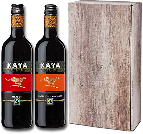 LANGGUTH ERBEN Kaya Fairtrade Trocken - Rotwein Weinpaket aus Südafrika - Geschenkpackung (2 x 0.75 l) von LANGGUTH ERBEN