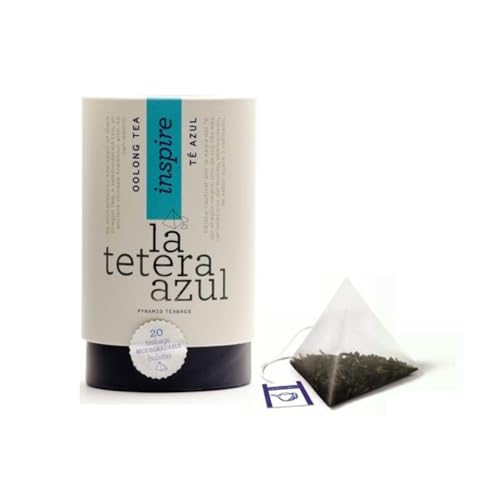 La Tetera Azul® | Reiner Oolong-Tee | Reiner chinesischer Oolong-Blautee ohne Aromen | Blumen-Oolong-Tee-Geschenktube – 20 Pyramiden (36 g) von LATETERAZUL