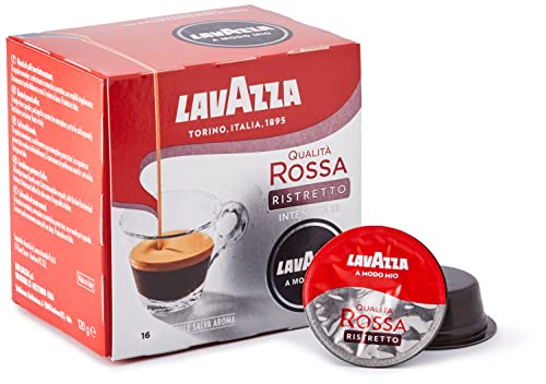 Lavazza Modo Mio Qualität Ristretto, 256 Kaffeekapseln, für ein Espresso mit Karamell-, Arabica- und Robusta-Noten, Intensität 12/13, dunkle Röstung, 16 Packungen x 16 Kapseln von Lavazza