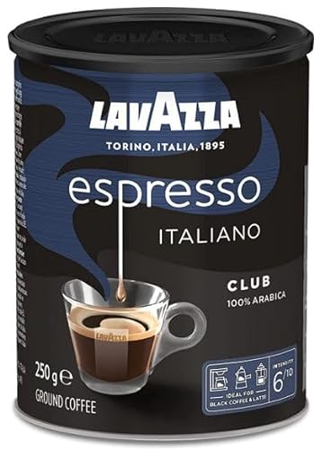 Lavazza , Espresso Club, gemahlener Kaffee, 250 g, ideal für italienische, Filter- und französische Kaffeemaschinen, mit aromatischen Noten von getrockneten Früchten, 100% Arabica, mittlere Röstung von Lavazza