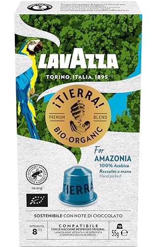 Lavazza Tierra for Amazonia Bio Organic, Vollmundiger Espresso mit Aromen von Schokolade und Trockenfrüchten, 10 Kapseln, Nespresso kompatibel von Lavazza