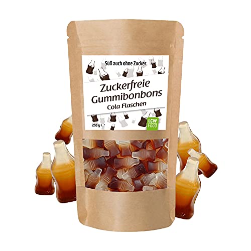 Zuckerfreie Gummibonbons Colaflaschen von LCW | 250g Beutel | zuckerfrei, 0g Zucker | fettfrei | Fruchtgummi/Gummibärchen ohne Zucker mit Süßungsmittel Maltit von LCW