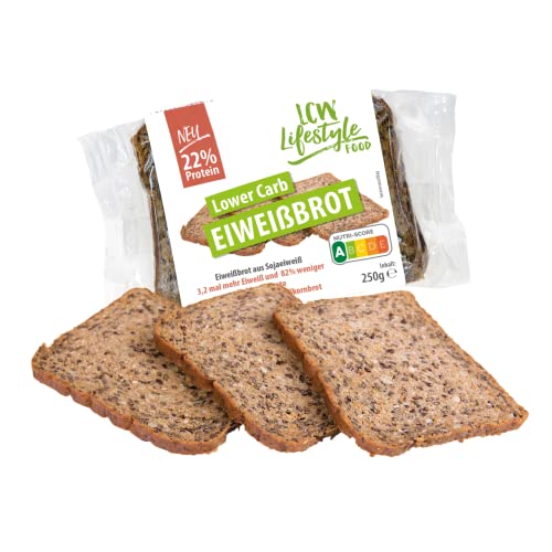 Eiweißbrot mit 22% Proteinanteil | 250g | Fertiges Proteinbrot | Hoher Proteingehalt | zuckerarm | lecker und saftig von LCW