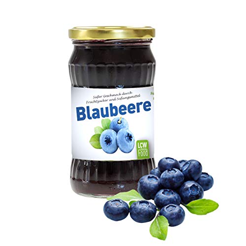 Fruchtaufstrich Blaubeere mit mindestens 80% reduziertem Zuckeranteil* von LCW | 340g Glas | mit Fruktose und Süßungsmittel gesüßt | 40% Fruchtgehalt | fettfrei von LCW