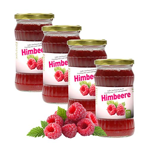 Fruchtaufstrich Himbeere von LCW | 4er Pack (4 x 340 g) | nur mit Fructose und Süßungsmittel gesüßt | 40% Fruchtgehalt | fettfrei von LCW