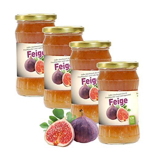 Fruchtaufstrich Feige von LCW | 4er Pack (4 x 340 g) | nur mit Fructose und Süßungsmittel gesüßt | 40% Fruchtgehalt | fettfrei von LCW