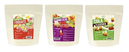 LCW - Gummitiere Familienpackung 3 x 500g Beutel Mix 1 (Früchte/Cola/Allerlei) von LCW