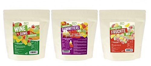 LCW - Süßigkeitenmix - zuckerfreie Fruchtgummis Probier Set - 3 Sorten (3 x 500 g) von LCW