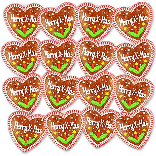 LEBKUCHEN WELT Lebkuchenherzen 16 Stück Merry X-Mas Sprüche 14cm - Original Oktoberfestlebkuchenherzen & Weihnachts Lebkuchen Herzen frisch und günstig kaufen von Lebkuchenwelt