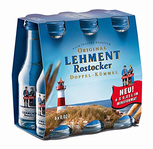 Original Lehment Rostocker Doppel-Kümmel, Milder Kümmel 38 % vol. im Six-Pack mit 6 x 0,02 L von LEHMENT