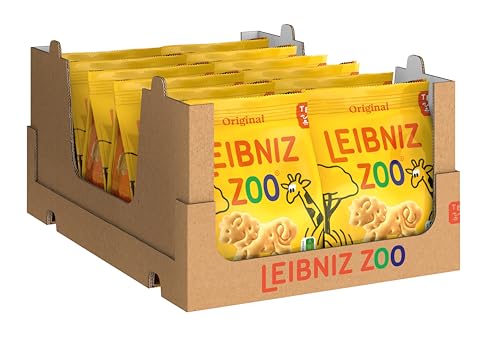 LEIBNIZ ZOO Original, 12er Pack, Butterkekse mit Motiven aus der Tierwelt, knusprige kleine Kekse, Großpackung als Vorrat oder zum Verkauf (12 x 125 g) von Leibniz