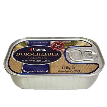 Dorschleber in eigenem Saft und Öl 115g Печень трески в собственном соку Lemberg von LEMBERG